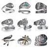 Vintage Butterfly Dragonfly Sunflower Pattern Adjustable Ring Women Simple Creative Party Personalized Jewelry Accessories