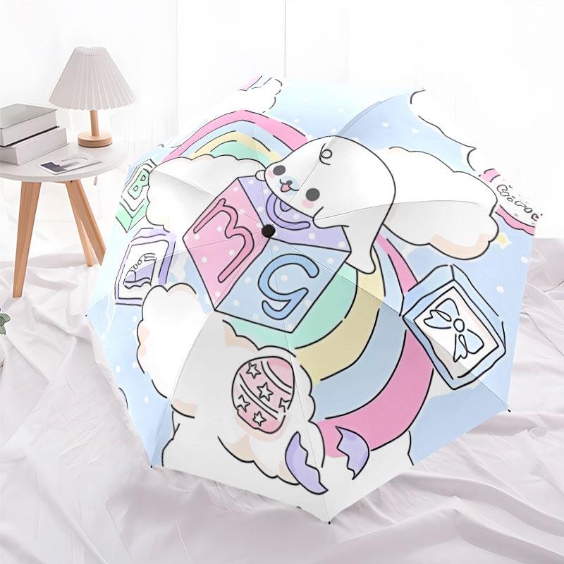Cartoon-style umbrella, a cute Sanrio character print UV-resistant folding umbrella with thick and durable ribs. (as the picture,iron&8K)