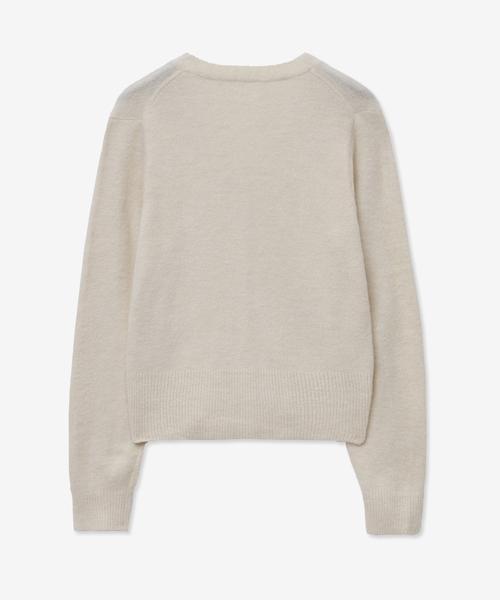 Lady Volume V-Neck Wool Button Knit Cardigan_Beige