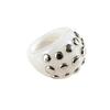 Resin Studded Ring Wide Bangle, Retro Metal Dot Statement Jewelry, Punk Y2K Bold Bracelet Ring for Women Party Daily Outfit