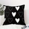 1pc Modern Black Heart-Shaped Pillowcase, Soft and Comfortable Polyester Short Plush Fabric, Single-Sided Print, Pillow Insert Not Included, 44.96x44.