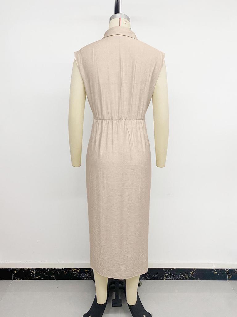Elegant Summer 2026 Shirt Collar Waist-Cinching Dress