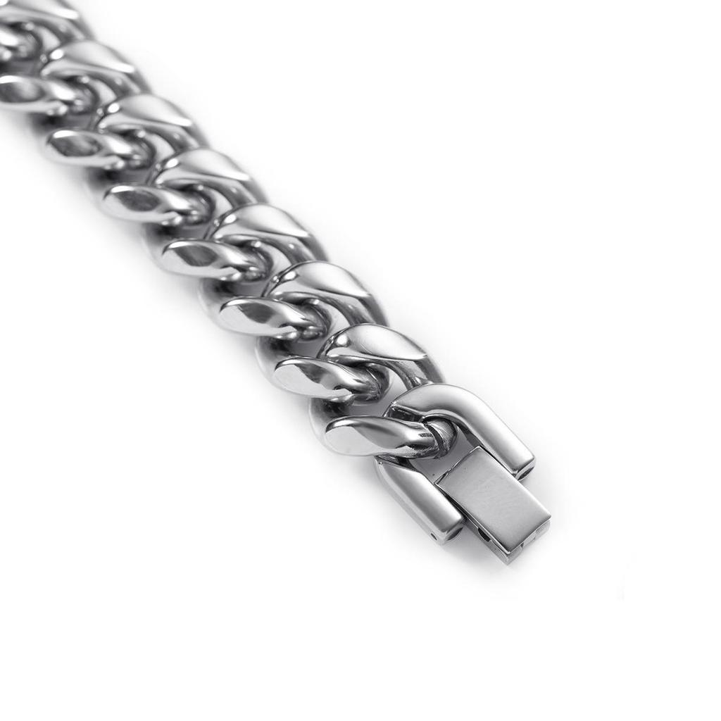 Men's Fashionable Polished Cuban Link Necklace - Thick Titanium & Stainless Steel Chain with Clasp