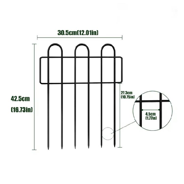 10Pcs Decorative Garden Fence 13x24Inch Square Metal Fence Panels Pet Dogs Animal Barrier for Outdoor Yard Decoration