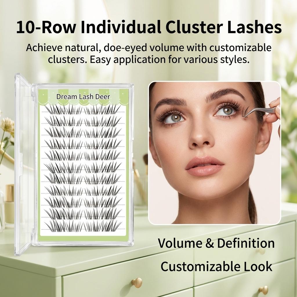 Doe Lashes Enhanced Volume Effect Segment False Eyelashes for Natural Look