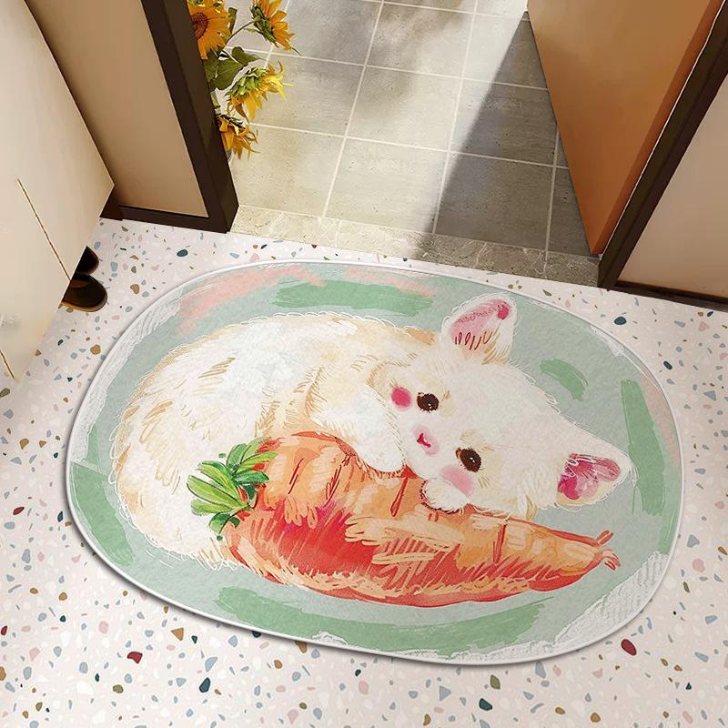 

Коврик для пола с изображением животных из мультфильма, имитация кашемира, коврик для входной двери, спальня, ванная комната, впитывающий туалет, милый ковер, домашний коврик 40 * 60CM Crystal Velvet