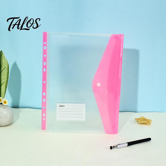 Dustproof Document Holder 11 Hole Clear File Folder for A4 Binders, Colorful Plastic with Project Organizer Snap Button & Label Slot, Transparent