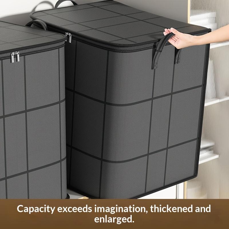 Black Foldable Wardrobe Storage Box | Stackable Large Capacity Organizer, Space-Saving Thickened Moving and Packing Bag with Dual Zippers and Handles