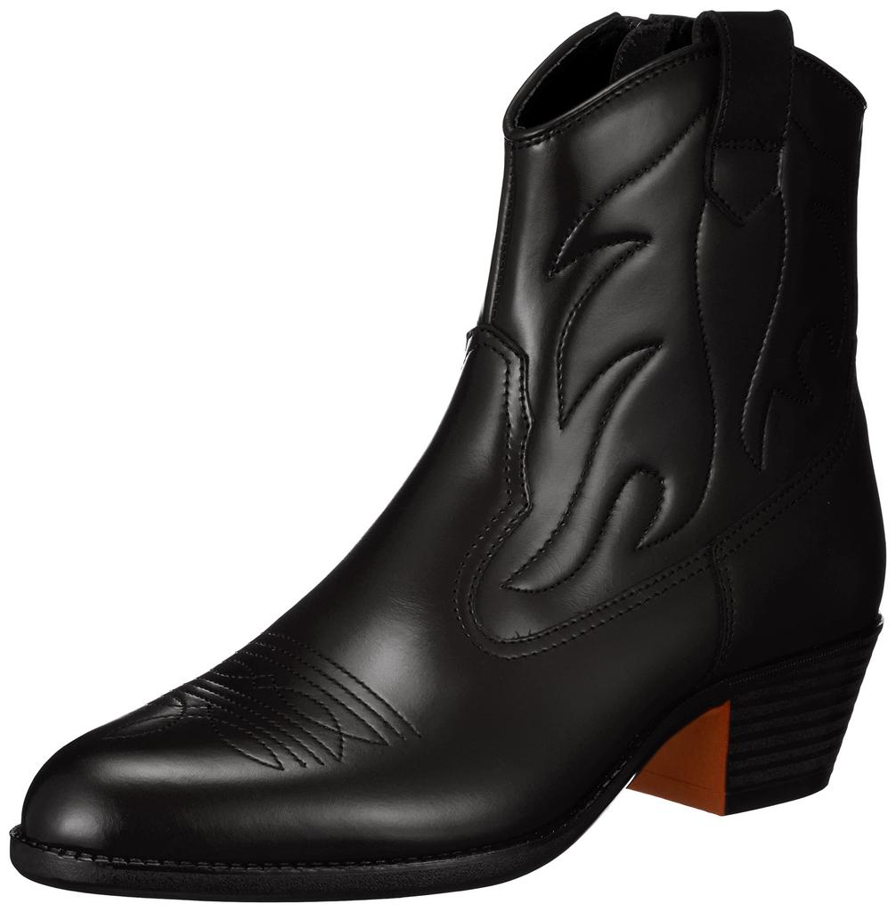 Western Boots Made in Japan Genuine Leather Western Boots Short Boots Side Zip Easy to Wear SD540 BLACK cm 3E [Texas] 26.5