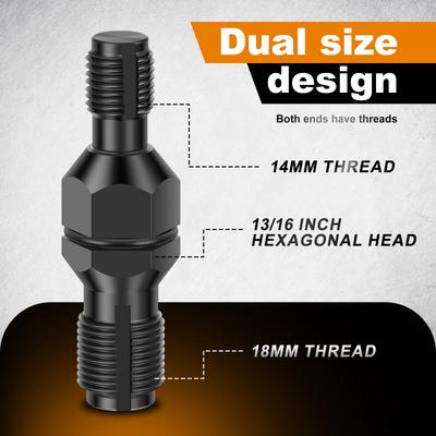 4Pcs Spark Plug 14/18MM Thread Chaser Tool Carbon Steel with 13/16" Hex Head Spark Plug Tap Kit for Cleaning and Thread Repair