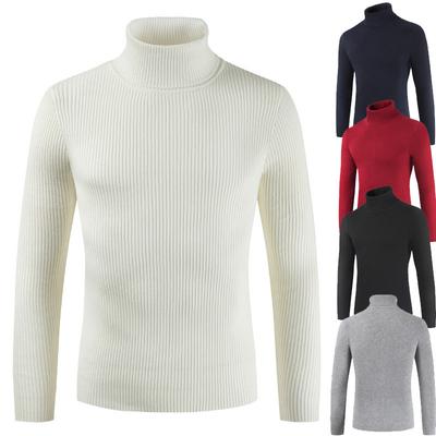 Herbst und Winter Herren High Neck Pullover Koreanische Version Slim Fit Jugend Einfarbig Pullover Unten Gestrickte Jersey