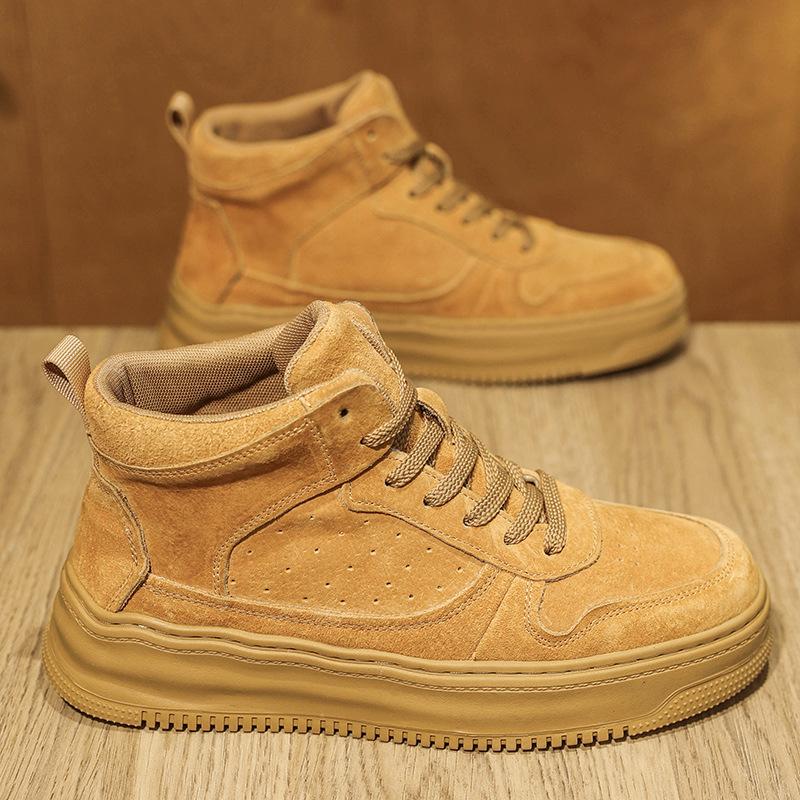 High-top shoes autumn and winter new British style retro heightening casual board shoes genuine leather waterproof Martin boots