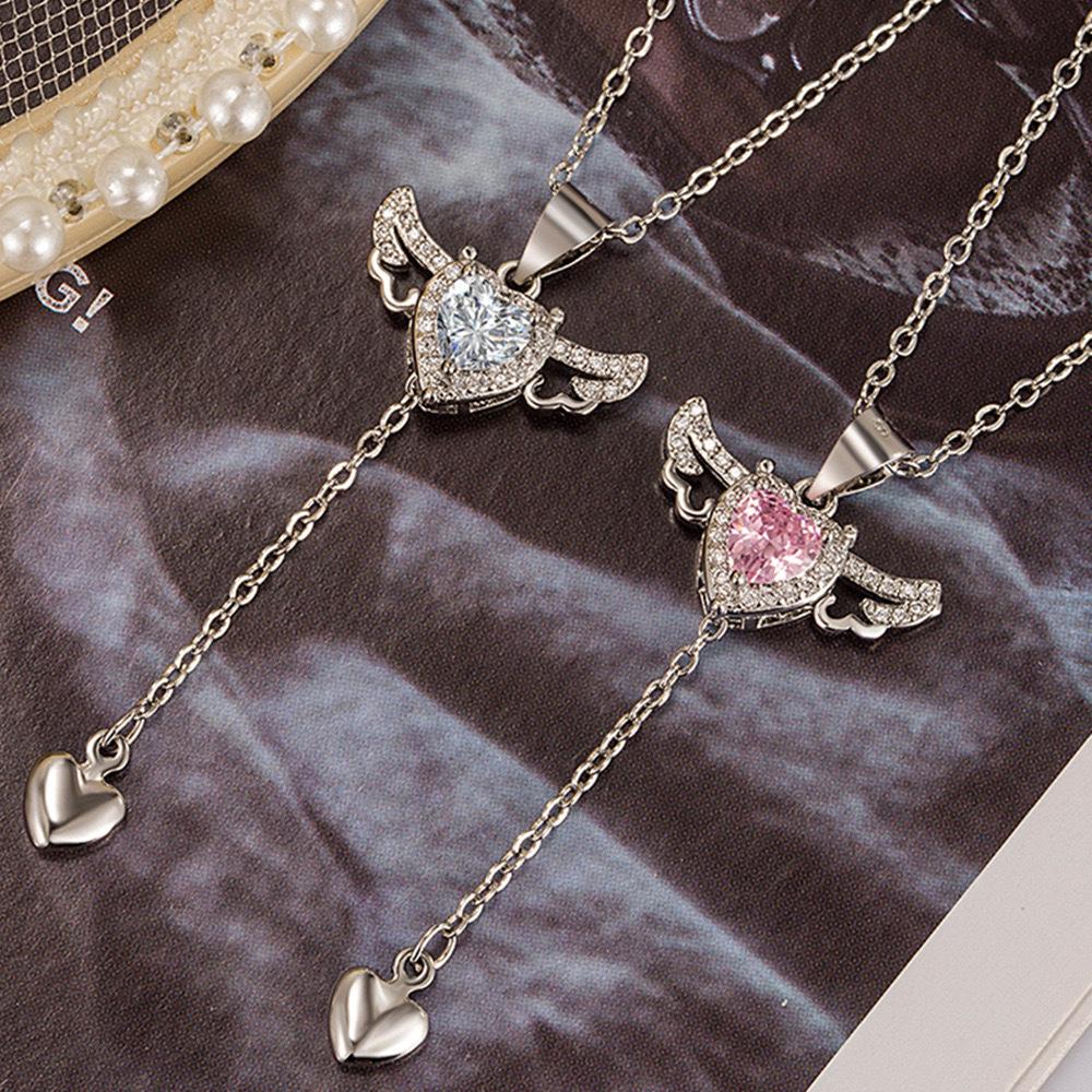Cupid's Heart Necklace for Women's Niche Love Collarbone Sweater Chain New Style Inlaid Luxury High-end