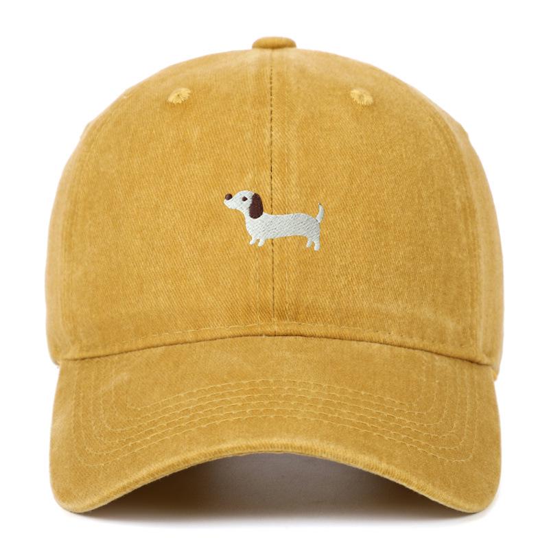 Dachshund Embroidered Baseball Cap - Unisex Korean Style, Wide Brim Hat