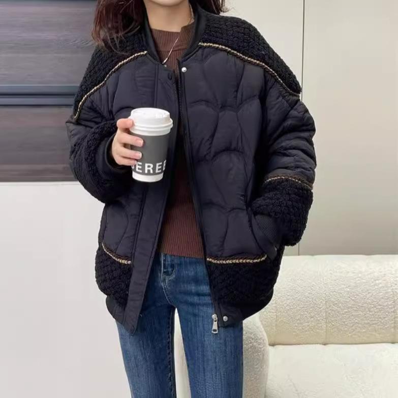 Autumn and winter new fashion Maillard style wear popular niche versatile color matching warm cotton jacket