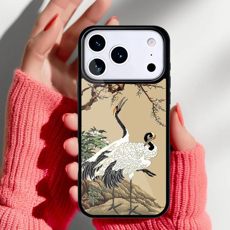 Red-crowned Crane Bird soft Phone Case for iPhone 17 Air 16e 15 14 13 Pro Max Back Cover for 12 11 Pro Coque