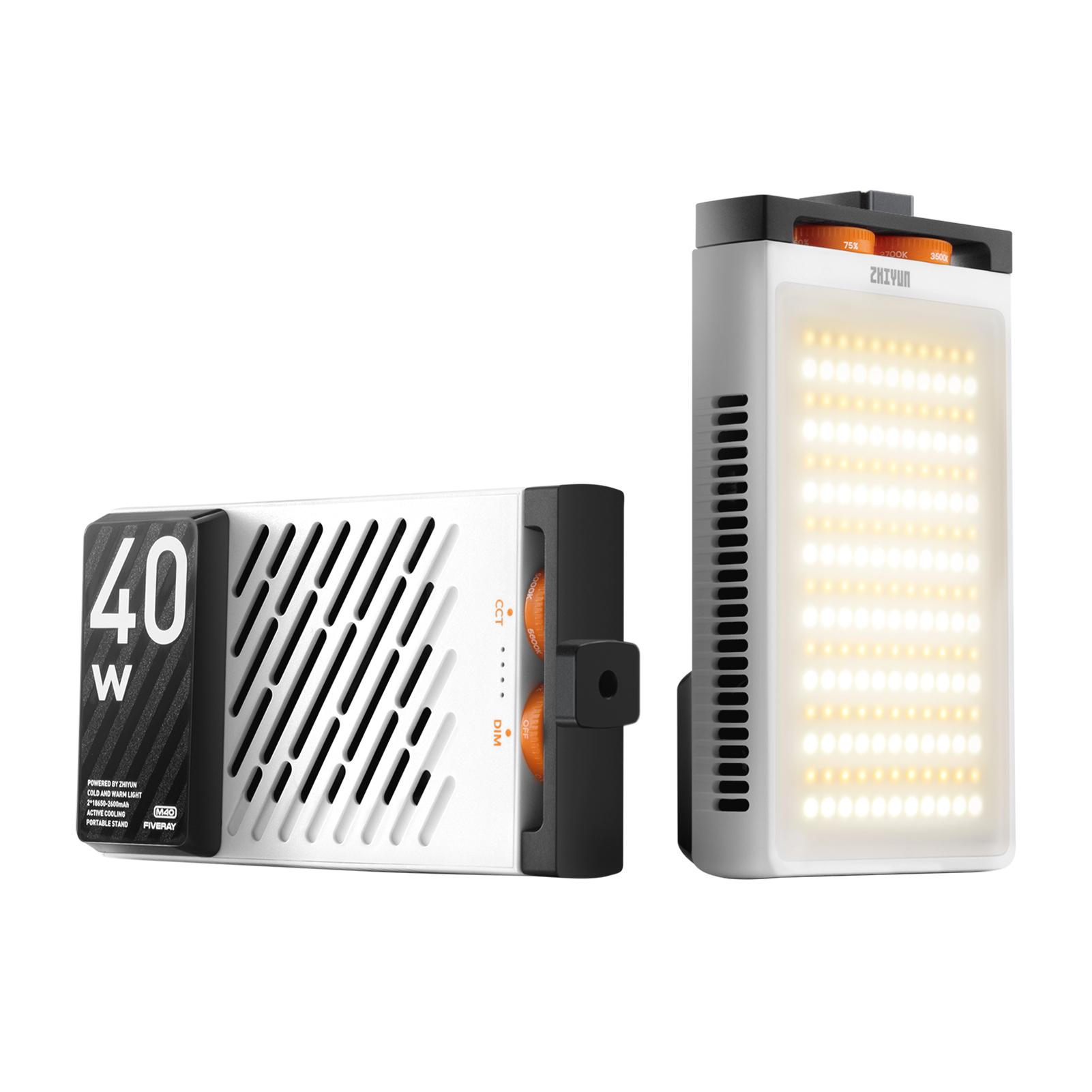 

ZHIYUN M40 40W Pocket LED Video Light Portable Camera Light 2700K 6200K Dimmable 14000 Lux CRI 96+ PD Fast Charging белый