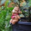 2Pcs Cartoon Highland Cow Figurine Couple Highland Cattle Statue Resin Sculpture Outdoor Garden Flower Pot Hugger Ornament Decoration
