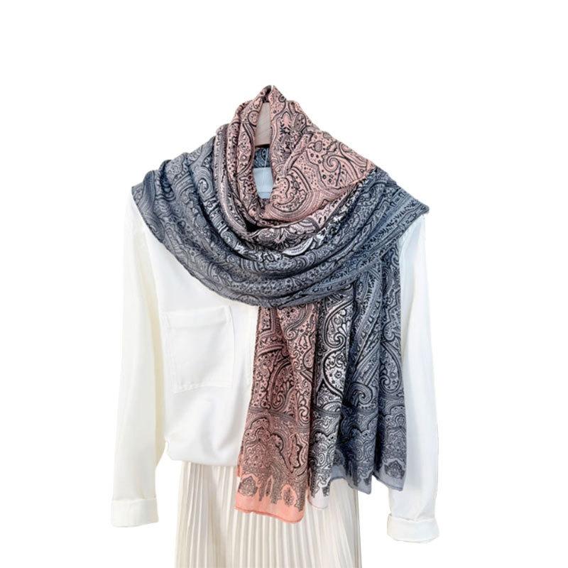 New Cashew Print Scarf Women's Outer Decoration Travel Sunscreen Gradual Change Long Towel Beach Towel