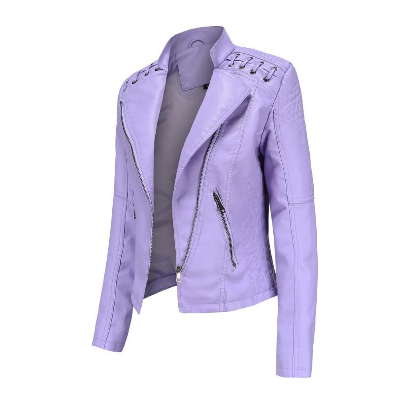 New Spring and Autumn Women's Leather Jacket Women's Jacket Slim Thin Small Jacket Women's Motorcycle Clothing Leather Jacket