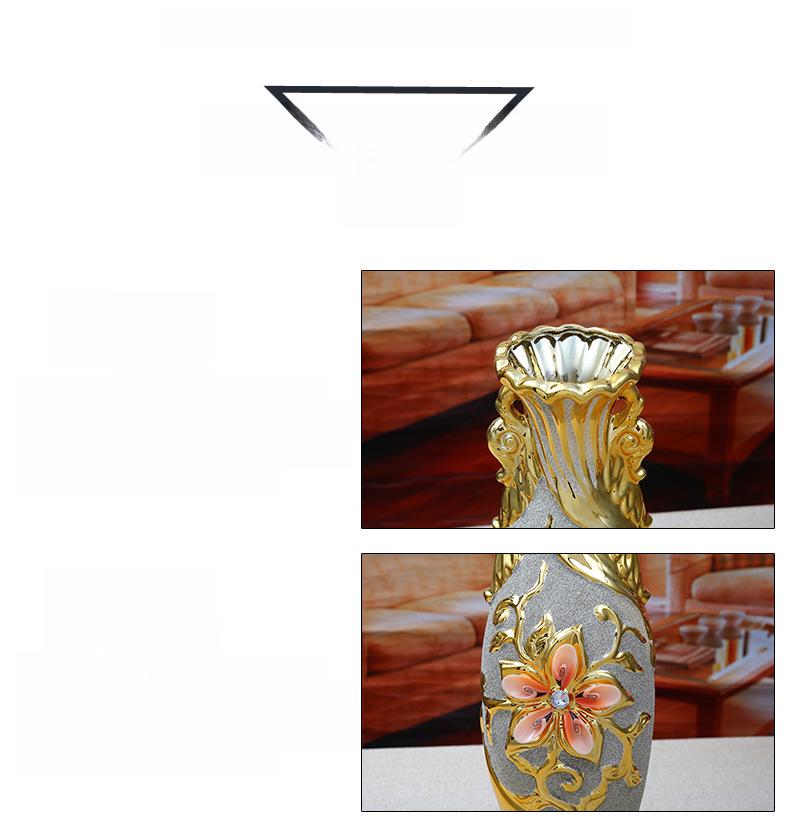 European Ceramic Vase Ornament, Gold Wedding Gift, Living Room Decoration, Soft Home Furnishing
