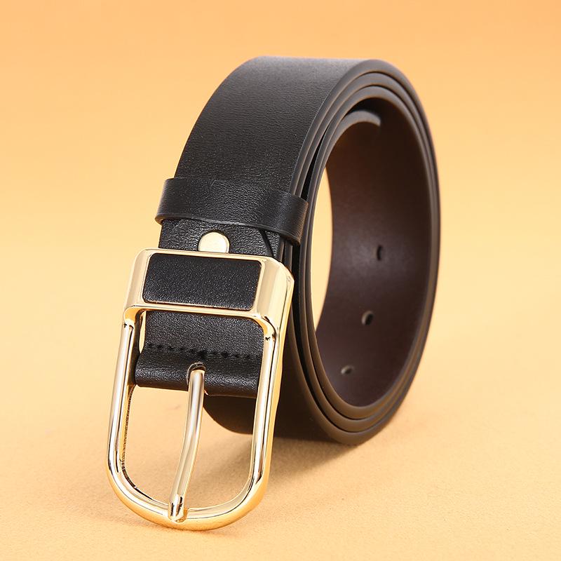 

Мужской ремень из натуральной кожи в стиле ретро: Кожаный ремень с пряжкой-штифтом для бизнеса и повседневных джинсов 110 cm - 130 cm чёрный