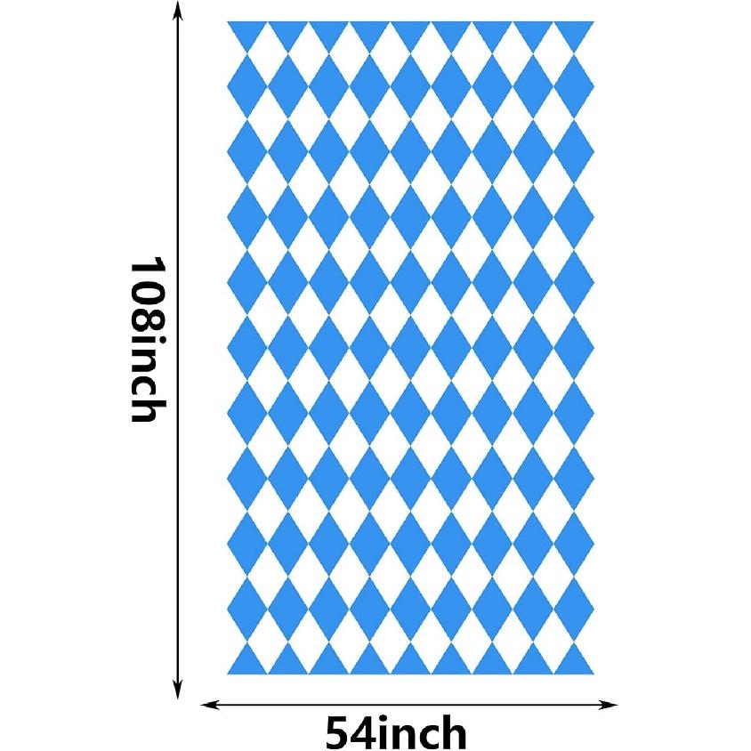 Iceyyyy 3 Pieces Oktoberfest Tablecloths-Blue and White Checkered Table Cloths Rectangular Oktoberfest Bavarian Flag Tablecover for German