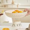 Elegant High-Footed Fruit Basket and Snack Plate with Large Capacity - Cream Style