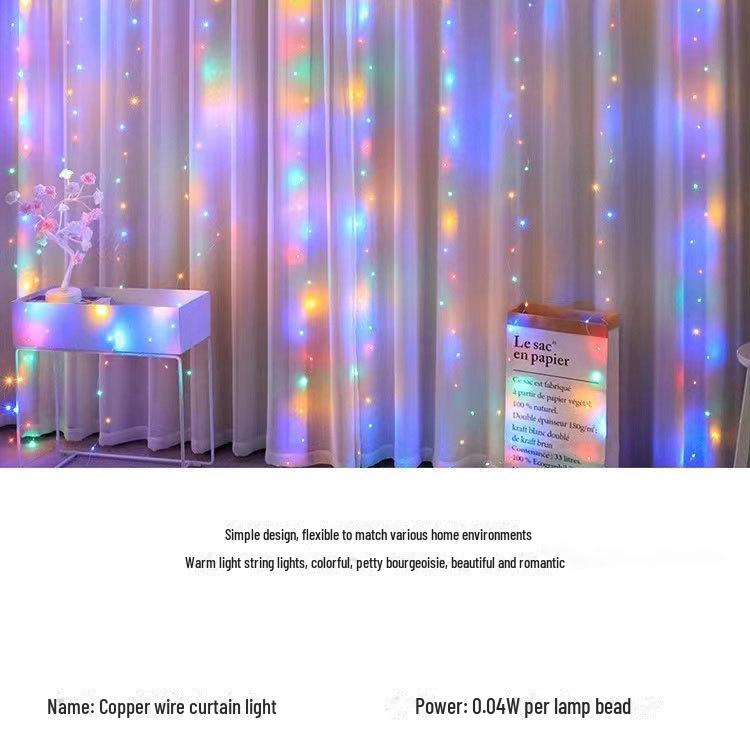 Lumini Cortină Fir Cupru cu Telecomandă USB: Design de țurțuri, Decor de sărbători de Crăciun, Lumini colorate pentru atmosferă festivă