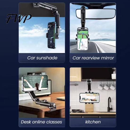 Anti-slip Phone Holder Sun Visor Secure Car Mount Anti-Slip Clamp Rotatable 360-Degree Adjustable for Most Smartphones Mobile