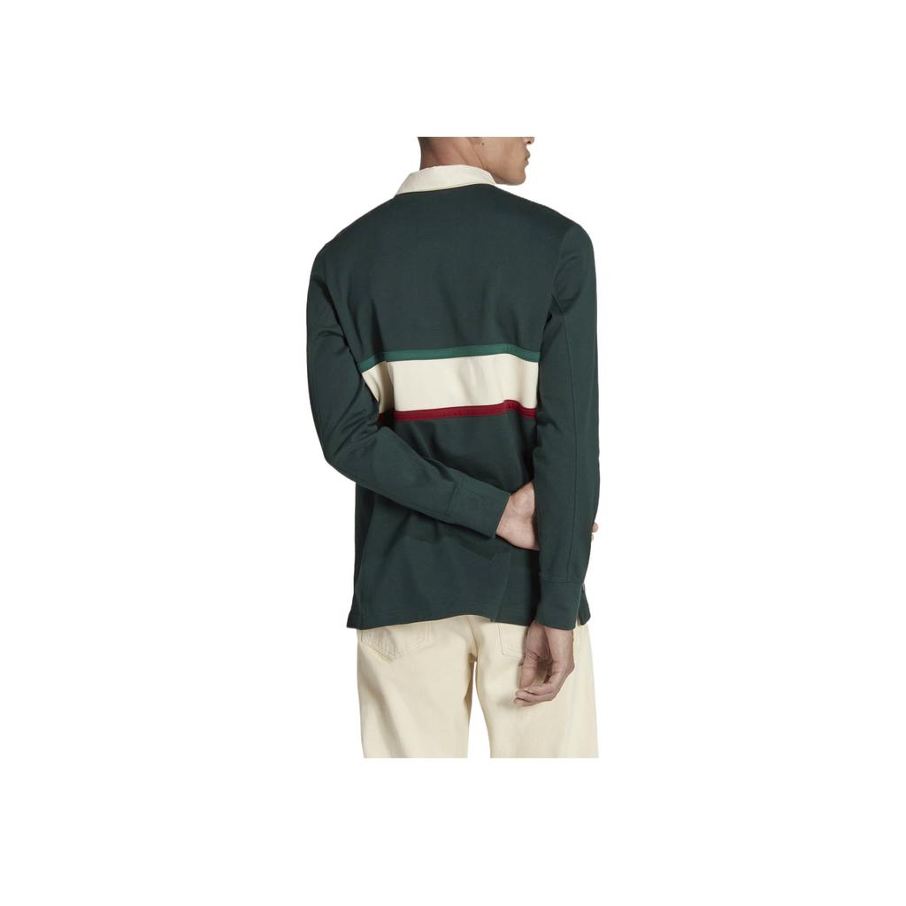 Adidas Pánské polokošile s dlouhým rukávem a pruhovaným límcem FMF Zelená HF1442