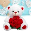 Adorable Plush Rose Bear Pp Cotton Filled White 30cm Perfect For Valentine's Day