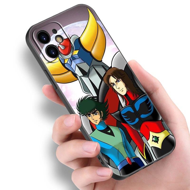UFO Roboter Grendizer Telefon Fall Für Apple iPhone 14 13 12 Mini 11 Pro Max 7 8 XR X XS 7 8 Plus SE 2020 2022 Schwarze Abdeckung
