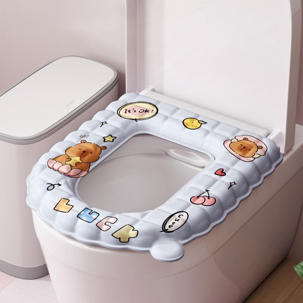 New Capybara Toilet Seat Cover U-Shaped Universal Toilet Lid Cushion Reusable Washable Toilet Pad Mat Toilet Accessories