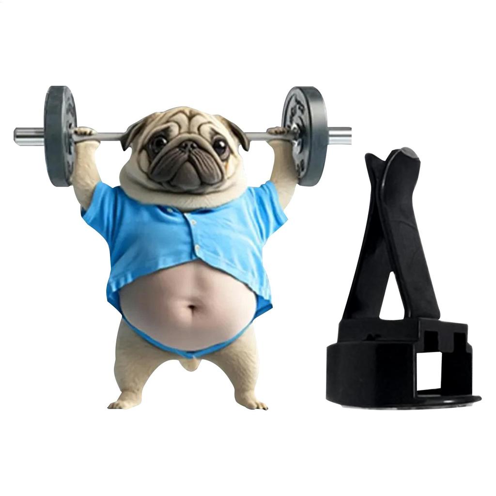 Cute cartoon weightlifting puppy car aromatherapy acrylic 2D air conditioning vent clip ocean flavor solid car interior diffuser