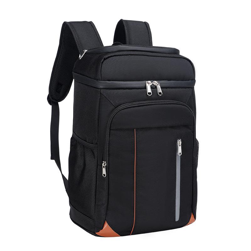 

Double-Layer Insulated Backpack: Large Capacity Outdoor Picnic Bag with Beer Bottle Opener and Trolley Ice Pack чорний