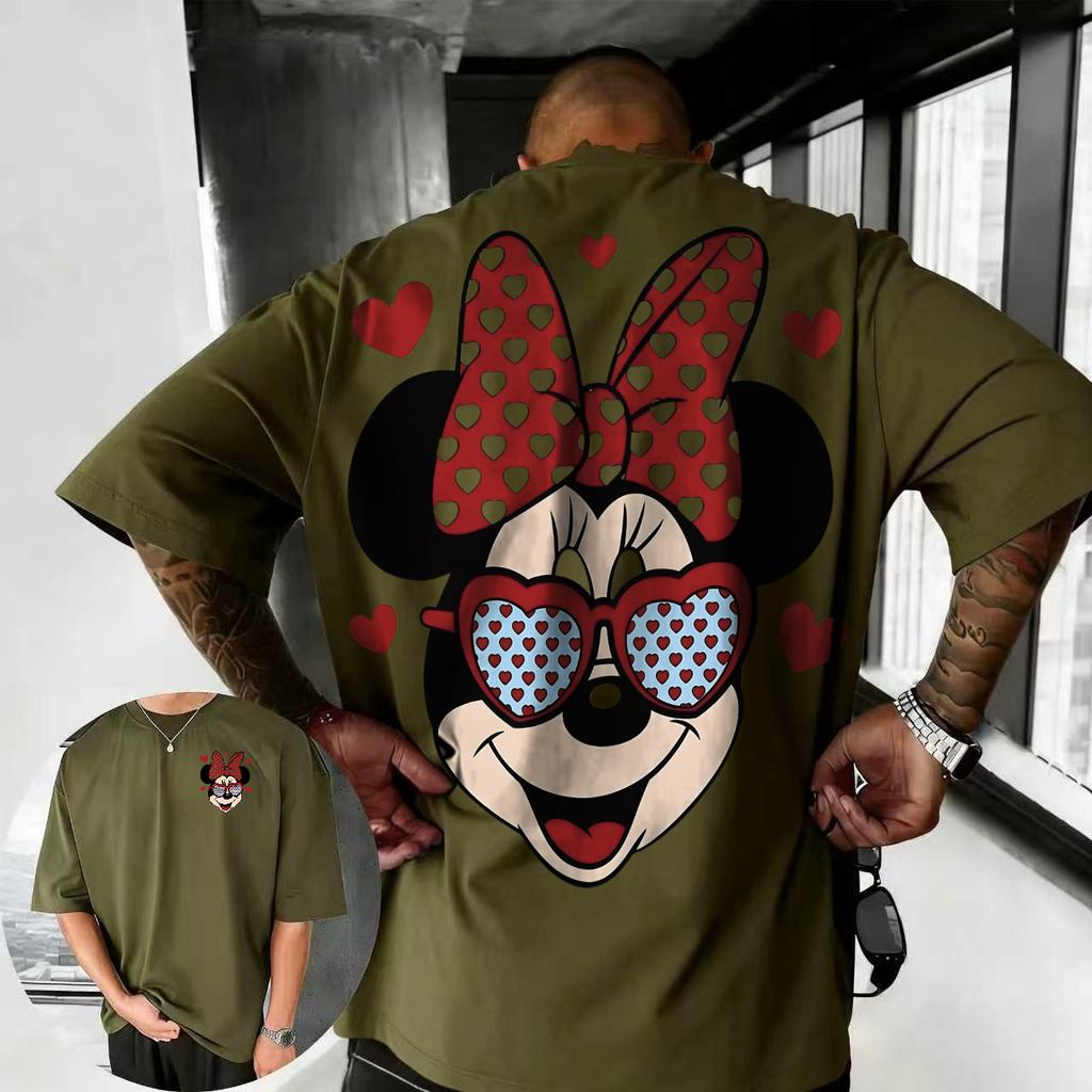 2026 Verano Disney Lindo Mickey Mouse Camiseta Estampada 100% Algodón Manga Corta Casual Holgada Transpirable Top Unisex