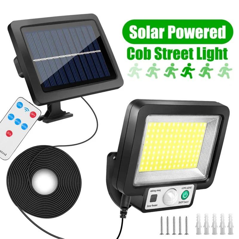 117/108/72 COB Solar Wall Lamp Motion Sensor LED Solar Lights 3 Modes with Remote Control Outdoor Waterproof Lamp for Garden Yard Decor