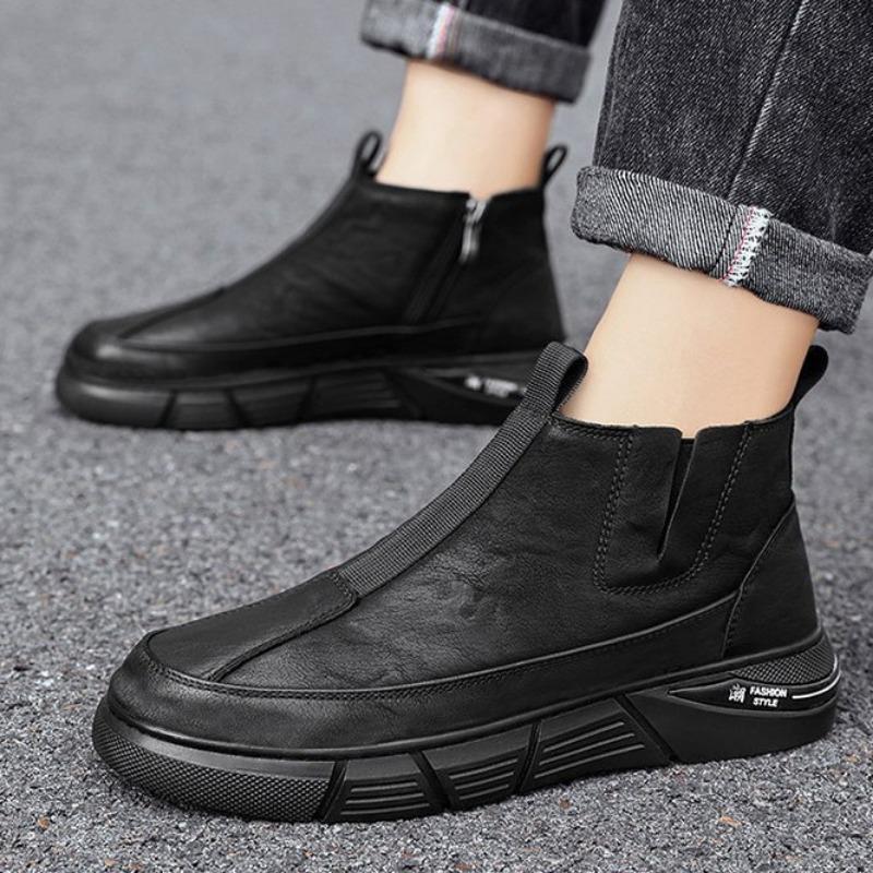 Ghete noi, înalte, anti-alunecare, rezistente la uzură, rezistente la apă, pentru motocicletă, pentru bărbați, cizme de siguranță 2024, pantofi Chelsea pentru bărbați, din piele, Bota Masculina