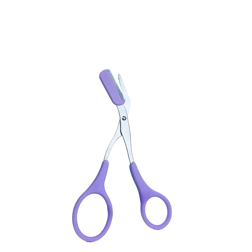 Pink Eyebrow Trimming Scissors with Built-in Comb - Stainless Steel, Precise Grooming Tool, Creating Perfect Eyebrows