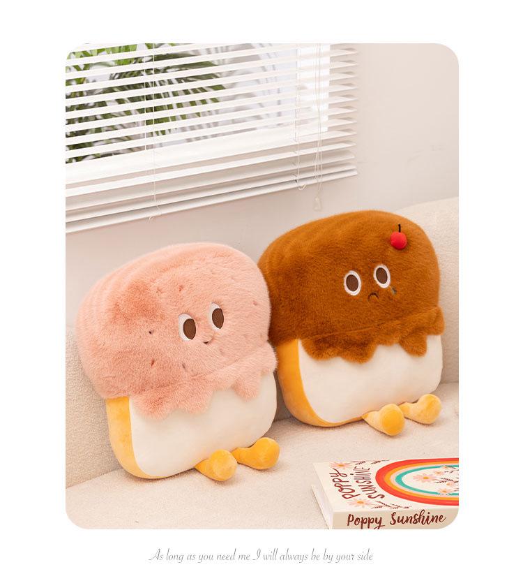 Charming Cartoon Jasmine Cake Plush Pillow: Chocolate Strawberry Bread Doll Sofa Cushion