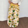 Women's Casual Christmas Print Elastic Waist Loose Fit With Plush Wide Leg Pants