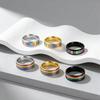 European and American Multi-color Rainbow Drip Oil Titanium Steel Couple Ring
