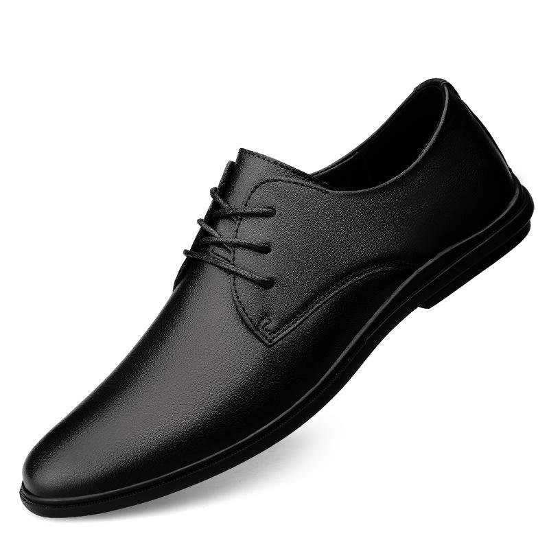 Men s Spring Soft Leather Breathable Casual Cowhide Shoes 44 чёрный