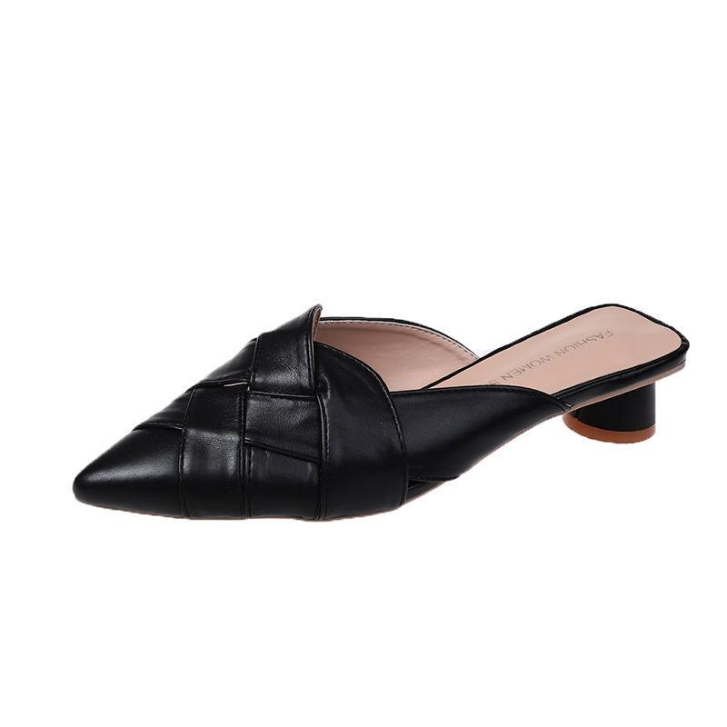 Summer New 2025 Women's Mules Shoes for Women Slippers Leather Slipper Designer Sandals Luxury Fashion Comfortable Low Heel Sexy
