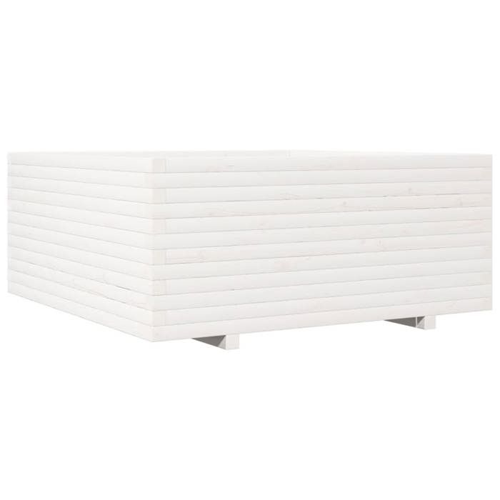 VidaXL Planter White 110x110x49.5 Cm Solid Pine Wood, Outdoor Planter, Flower Box, Tomato Planter, Planter 3282545