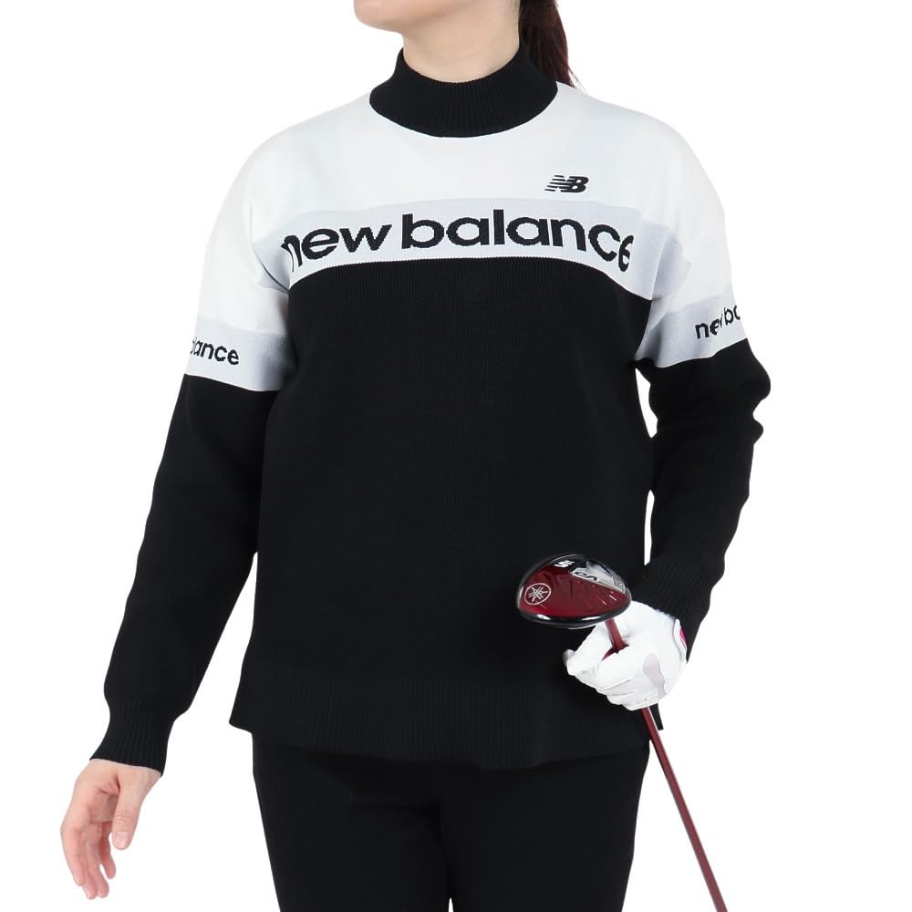 New Balance Golf Crew Neck Sweater Logo x Black 1 (Stretch, Jacquard) / Women's / 012-4270502 030_White [M]