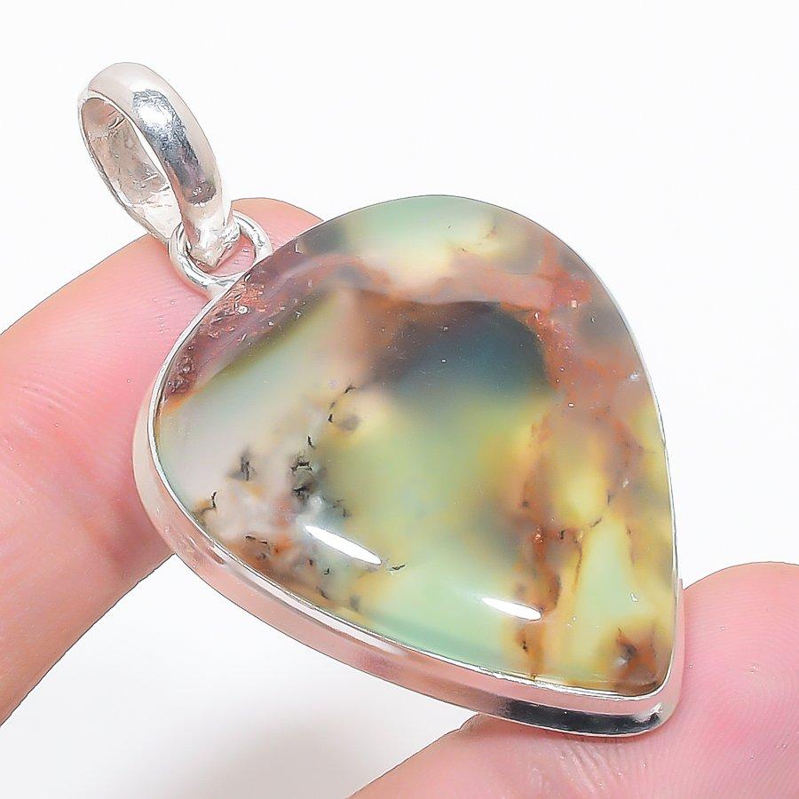 

Natural Chrysoprase Gemstone 925 Sterling Silver Jewelry Pendant 2.17 A9z98
