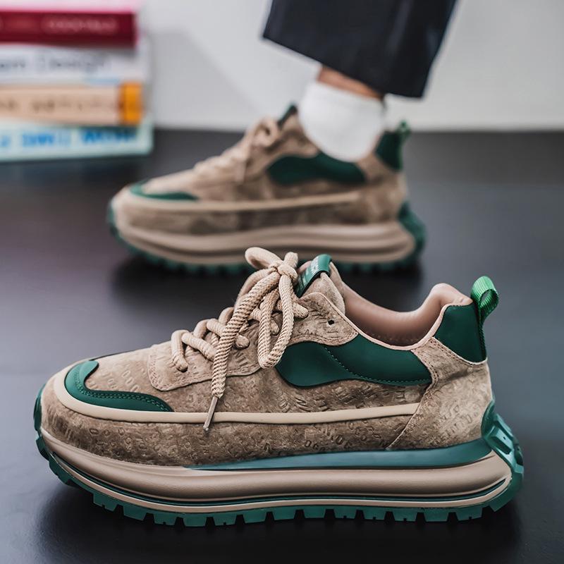 Chaussures de Papa Rétro Colorblock pour Homme: Baskets d'extérieur décontractées de printemps avec semelle épaisse pour gagner de la hauteur