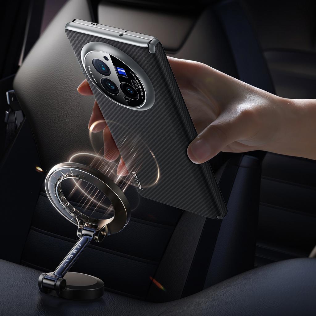 SULADA For vivo X Fold3 Magnetic Case Leather+PC Drop-Proof Shell Supports Wireless Charging